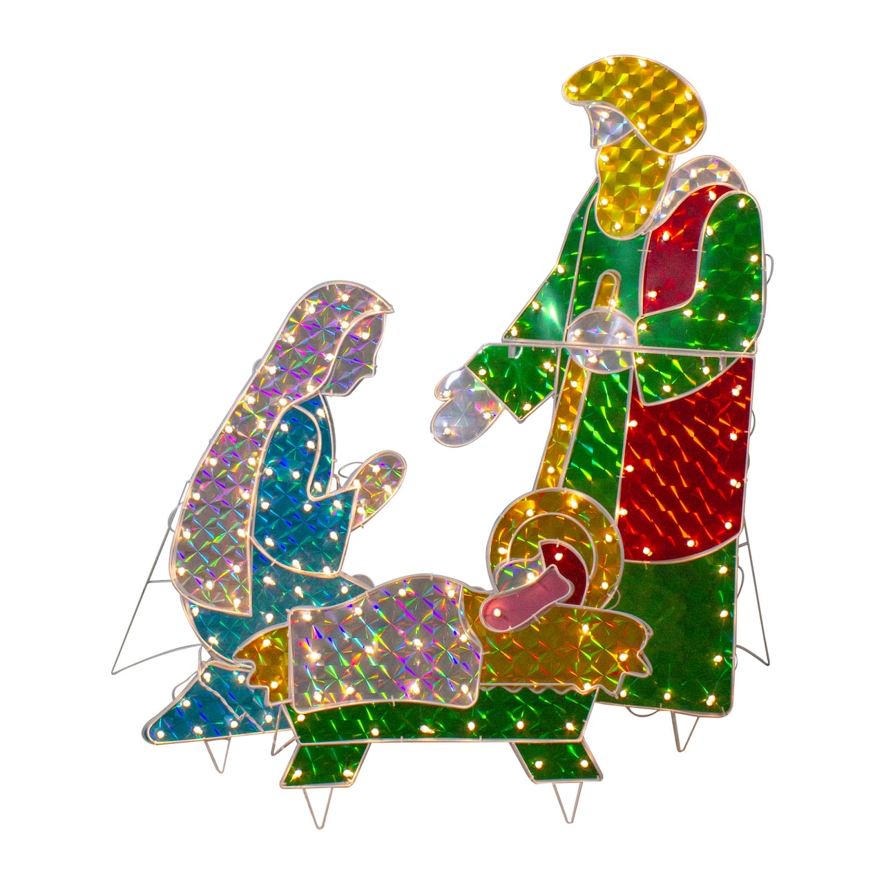 3-Piece Lighted Holographic Christmas Nativity Set Outdoor Decoration